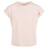 Dívčí organické tričko s prodlouženým ramenem růžové