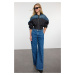 Trendyol Blue Pocket Detailed High Waist Wide Leg Jeans