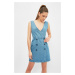 Trendyol Blue Buttoned Mini Denim Dress