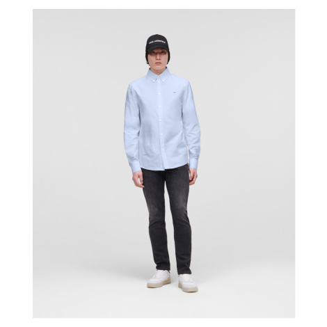 Košile Karl Lagerfeld Ikonik Embroiderd Poplin Shirt - Modrá