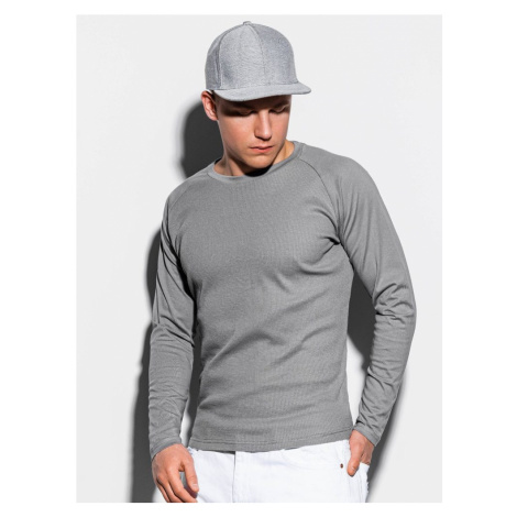 Ombre Clothing Klasické šedé tričko s dlouhým rukávem L119