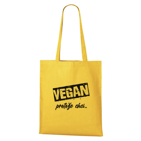 DOBRÝ TRIKO Bavlněná taška s potiskem Vegan, protože chci Barva: Žlutá