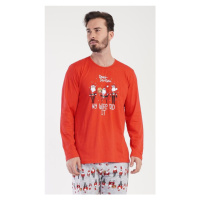 Pánské pyžamo dlouhé Vienetta Secret Santa | červená