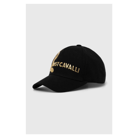 Bavlněná baseballová čepice Just Cavalli černá barva, s aplikací, 76QAZK5A ZG263