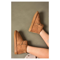 Dámské boty Fox Shoes R612018402 Tan s vnitřní kotníkovou částí z semiše a kožíšku