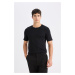 DEFACTO Slim Fit Slim Cut Crew Neck Basic Plain Short Sleeve T-Shirt