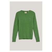 SVETR GANT STRETCH COTTON CABLE C-NECK DUSTY GREEN