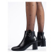 Daszynski Stylové černé dámské kotníčkové boty na širokém podpatku ruznobarevne