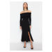 Trendyol Black Carmen Collar Elegant Evening Dress