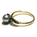 AutorskeSperky.com - 14 kt zlatý prsten s perlou a brilianty - S4143