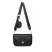 Miss Lulu dámská crossbody kabelka s V - vzorem a kapsičkou - černá - 27 cm