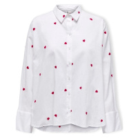Only New Lina Grace Shirt L/S - Bright White/Heart Bílá