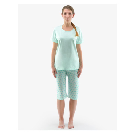 Dámské 3/4 pyžamo s potiskem 19140P - aqua, akvamarín
