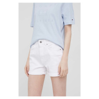 Džínové šortky Pepe Jeans Mary Short dámské, bílá barva, hladké, high waist