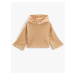 Koton Basic Crop Hooded Sweatshirt Soft Textured Ribbed Wide Sleeve