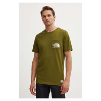 Bavlněné tričko The North Face M Berkeley California Pocket S/S Tee zelená barva, s potiskem, NF