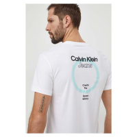 Bavlněné tričko Calvin Klein Jeans bílá barva, s potiskem, J30J325186