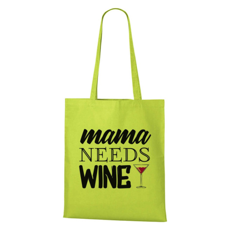 DOBRÝ TRIKO Nákupní taška Mama needs wine Barva: Limetková
