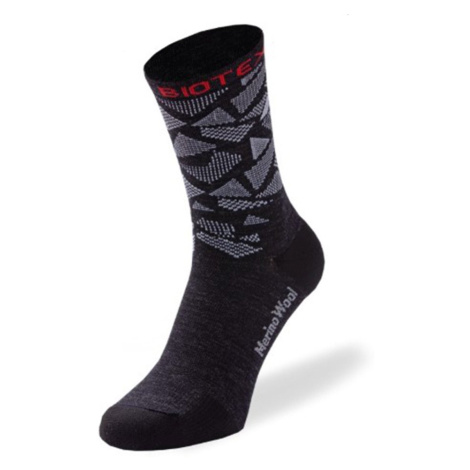 BIOTEX Cyklistické ponožky klasické - MERINO - bílá/černá