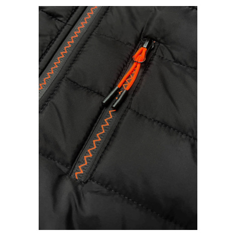 Černo-grafitová pánská sportovní bunda z různých spojených materiálů (8M910-392) J.STYLE