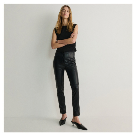 Reserved - Koženkové kalhoty - Černý