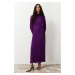 Trendyol Purple Pleated Woven Lined Chiffon Dress