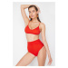 Trendyol Red Recovery High Waist Hipster Bikini Bottom