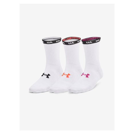 Sada tří dámských sportovních ponožek v bílé barvě Under Armour UA Essential Nv Mid Crew 3pk