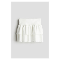 H & M - Žerzejová sukně s volánky - bílá