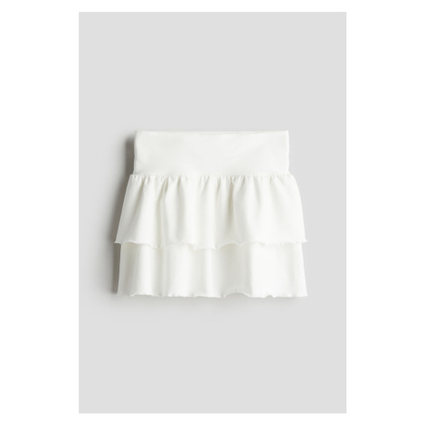 H & M - Žerzejová sukně s volánky - bílá H&M