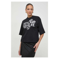 Bavlněné tričko Versace Jeans Couture černá barva, 76HAHG01 CJ00G