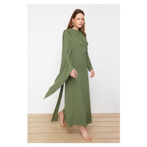 Trendyol Khaki Shawl Detailed Evening Dress