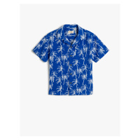 Koton Shirt with One Pocket Detailed Short Sleeve Palm Print Cotton