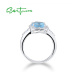 Stříbrný prsten s hranatým modrým kamenem