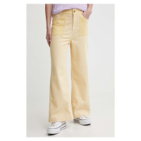 Manšestrové kalhoty Billabong Since 73 žlutá barva, high waist, UBJNP00183