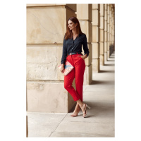 Elegantní kalhoty s červeným řasením