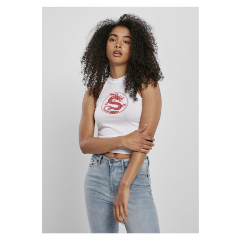 Ladies Dragon Turtleneck Short Top - white Mister Tee