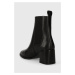 Kožené kotníkové boty Calvin Klein ALMOND CHELSEA BOOT W/HW 55 dámské, černá barva, na podpatku,