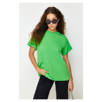 Trendyol Green 100% Cotton Oversize/Wide Fit Crew Neck Knitted T-Shirt