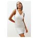 Trendyol Bridal Ecru Mini Woven Tie Beach Dress