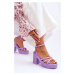 Módní sandály na vysokém podpatku s pásky fialove Shemira