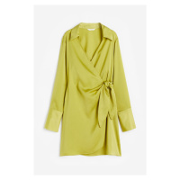 H & M - Saténové zavinovací šaty - žlutá