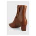Kožené kotníkové boty Lauren Ralph Lauren Willa dámské, hnědá barva, na podpatku, 802912365002