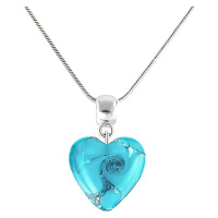 Lampglas Něžný náhrdelník Forest Heart s ryzím stříbrem v perle Lampglas NLH10