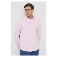 Košile Polo Ralph Lauren růžová barva, regular, s límečkem button-down, 710654408