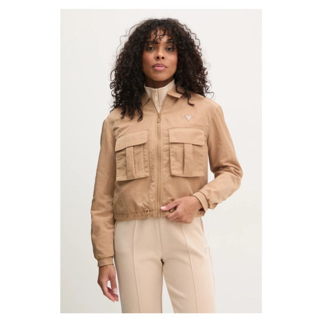 Bunda Guess SYLVIE dámská, hnědá barva, přechodná, V5RL03 WGYB0