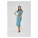 Asymetrické šaty s výstřihem modré model 19647386 - STYLOVE