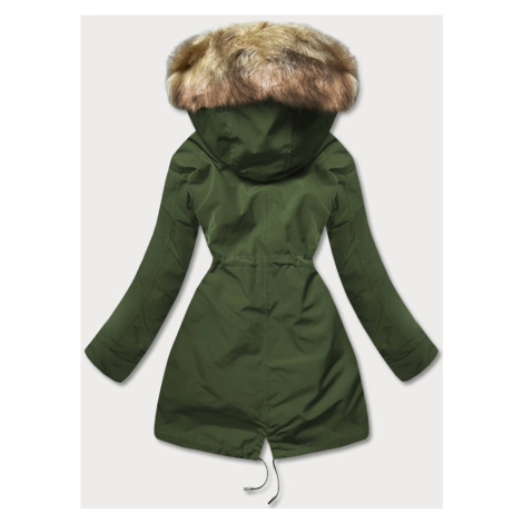 Teplá khaki-ecru dámská zimní bunda (W629) MHM