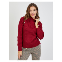 Červený dámský žebrovaný svetr s ozdobnými knoflíky ORSAY