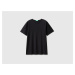 Benetton, Black T-shirt In Slub Cotton